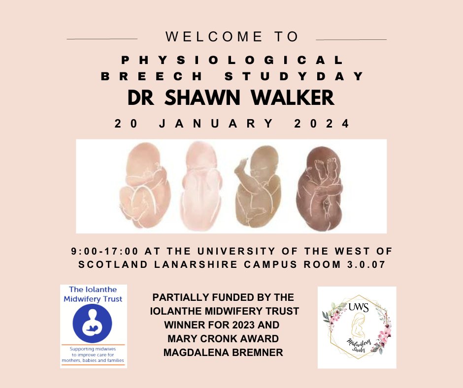 UWSMidSoc's tweet photo. Dear students I am excited to inform you that I have organised a Physiological Breech study day with Dr. Shawn Walker.
https://t.co/6TvkbX3R4O
@UniWestScotland
@UWSMidSoc @studentmidwives https://t.co/OOZLPsXeIz