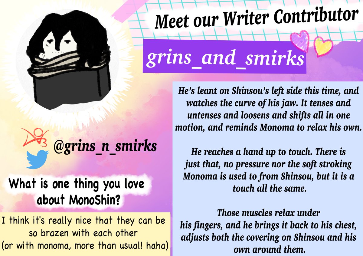 More writers? Well of course! Bringing us to another world with our favorite duo with have <a href="/grins_n_smirks/">bnha more like watashi no more academia</a>