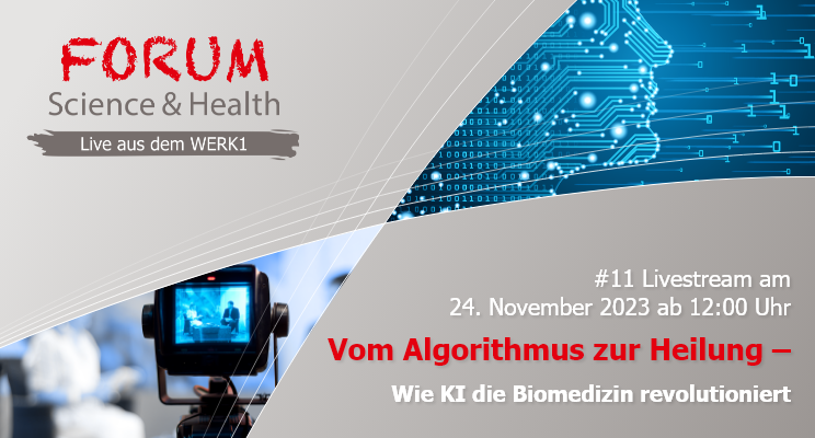 Ein neuer #Livestream des #FORUM Science &amp; Health am 📅24. Nov.,🕛12 Uhr. 

Thema: "Vom Algorithmus zur Heilung – Wie #KI die #Biomedizin  revolutioniert". 

Einblicke geben Experten aus #Forschung, #Biopharma-Industrie &amp; KI-Rat.

Diskutieren Sie mit:🆓forum-science-health.org/livetalk.html