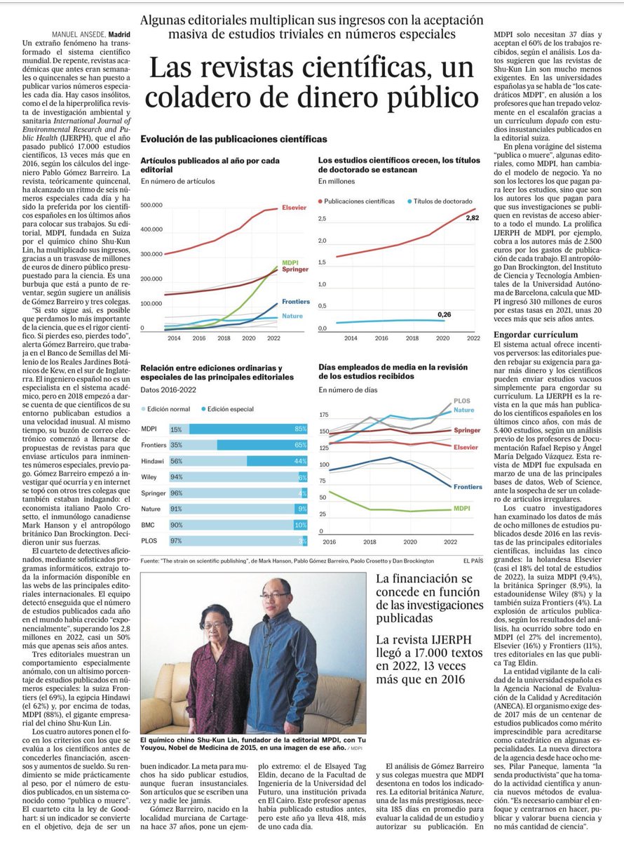 gorka_orive's tweet photo. Un interesante artículo que refleja el crecimiento de revistas científicas de pago (open access) donde es más fácil publicar y en menos tiempo. https://t.co/kVXvgEbxc7