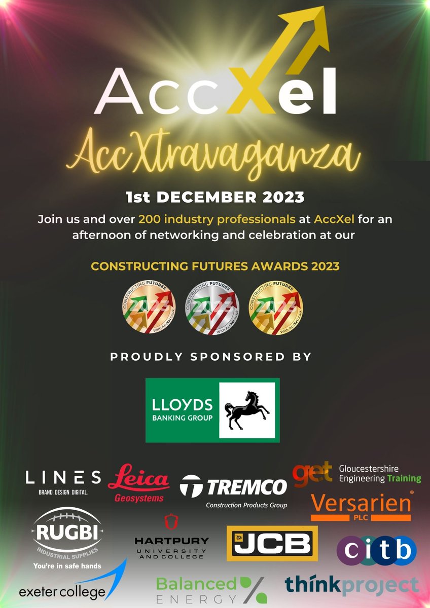 The <a href="/AccXel_UK/">AccXel</a> AccXtravaganza and Constructing Futures Awards 2023!!

Thank you to our amazing sponsors and exhibitors this year... one month today... click below to secure your ticket now!

lnkd.in/ejhTJimc

💚💛❤️

<a href="/NicolaB_AccXel/">Nicola Bird</a>