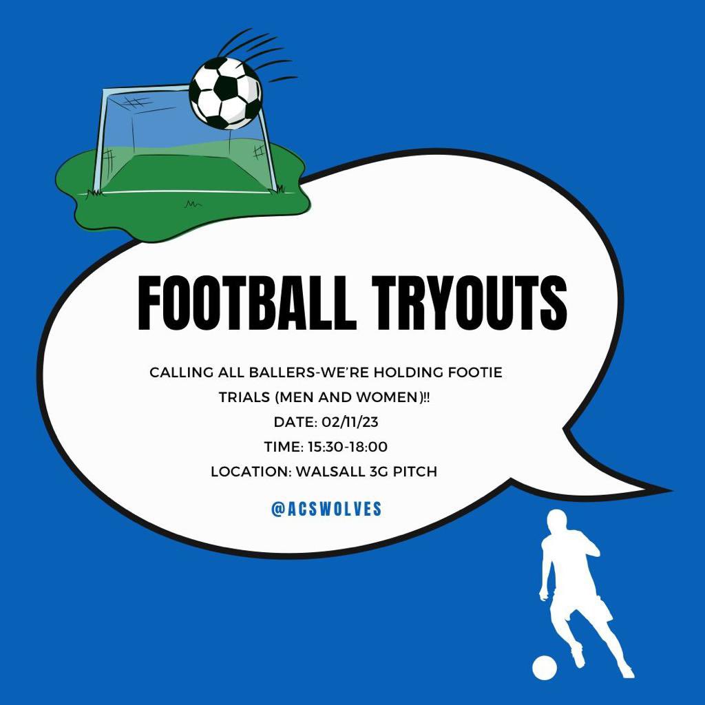 Calling all football enthusiasts! Come on down to Walsall on the 2nd November and showcase your skills at our tryouts! ⚽️🔥