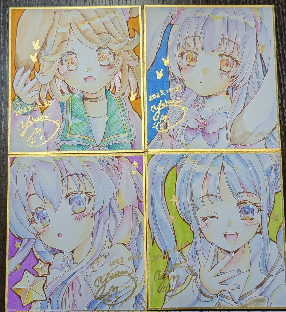 手描きイラスト 色紙 夜*様 アナログイラスト 手描きイラスト 色紙