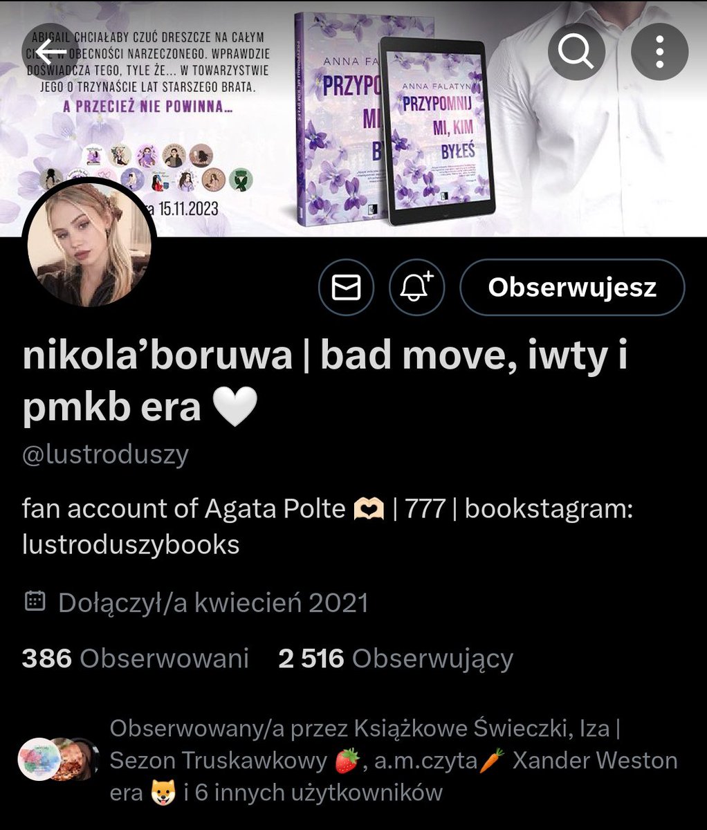 malinka_78_'s tweet photo. @lustroduszy KOCHAM twórczość Agaty Polte, a te książki to jedyne jakich mi brakuje (od tej autorki). Potwierdzenie tego że obserwuję na zdjęciach, pozdrawiam 😘 https://t.co/MzRW9JVILB