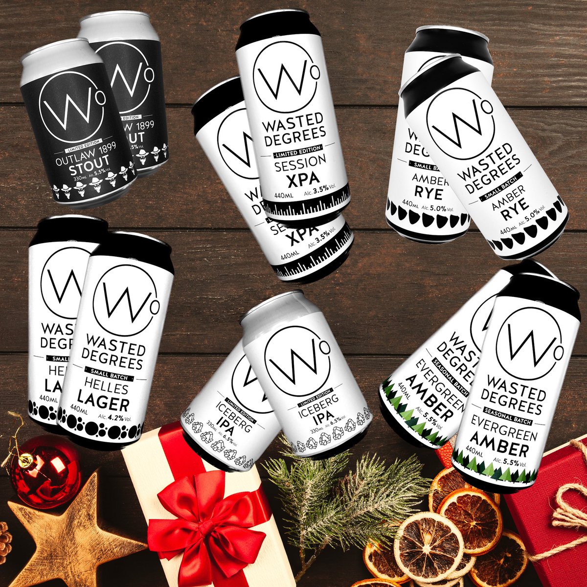 New in the online store and at the brewery shop, get your hands on our 2023 festive fridge pack. Save £‘s versus individual can pricing, plus some added extras. 
SHOP: wasteddegrees.com/shop/p/wasted-…

[unbreakable bundle, stickers + mats not available separately]
