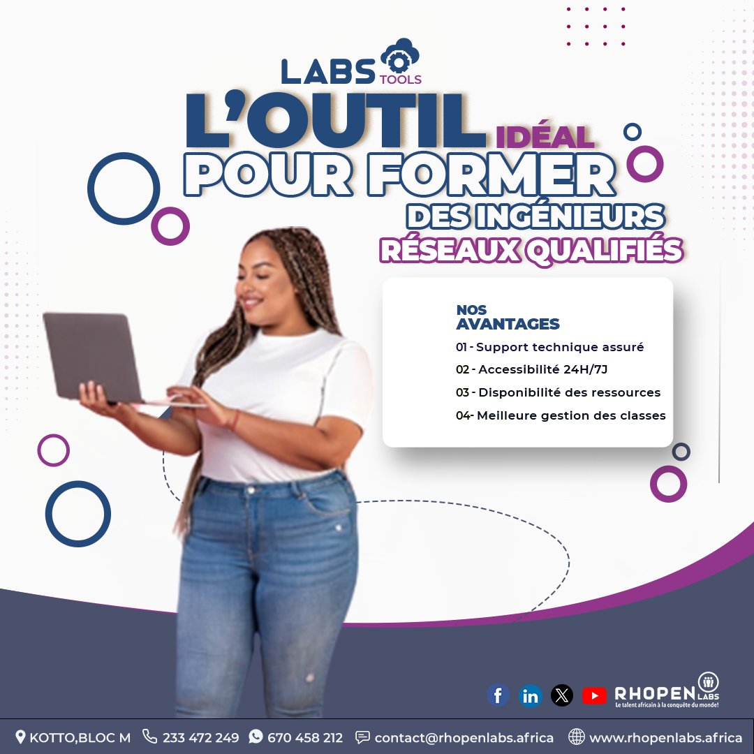 RhopenLabs's tweet image. #Labstools est plus qu'une plateforme, c'est une expérience immersive qui vous plonge dans le monde réel de l'entreprise.

𝐏𝐋𝐔𝐒 𝐃’𝐈𝐍𝐅𝐎𝐑𝐌𝐀𝐓𝐈𝐎𝐍𝐒:
☎ +237 670 458 212
☎ +237 696 560 854
☎ +237 233 472 249

#Rhopenlabs #formation #etudiants