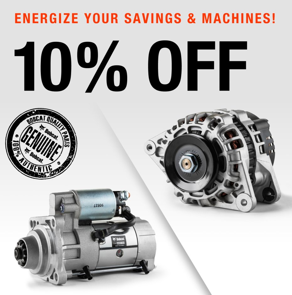 Energize your savings &amp; machines!

Our exclusive 10% additional discount on batteries, starters, alternators, field kits, and option kits.

High-quality batteries, high-performance starters, and alternators won't let you down during the winter season. 

Contact us on 01724 289009