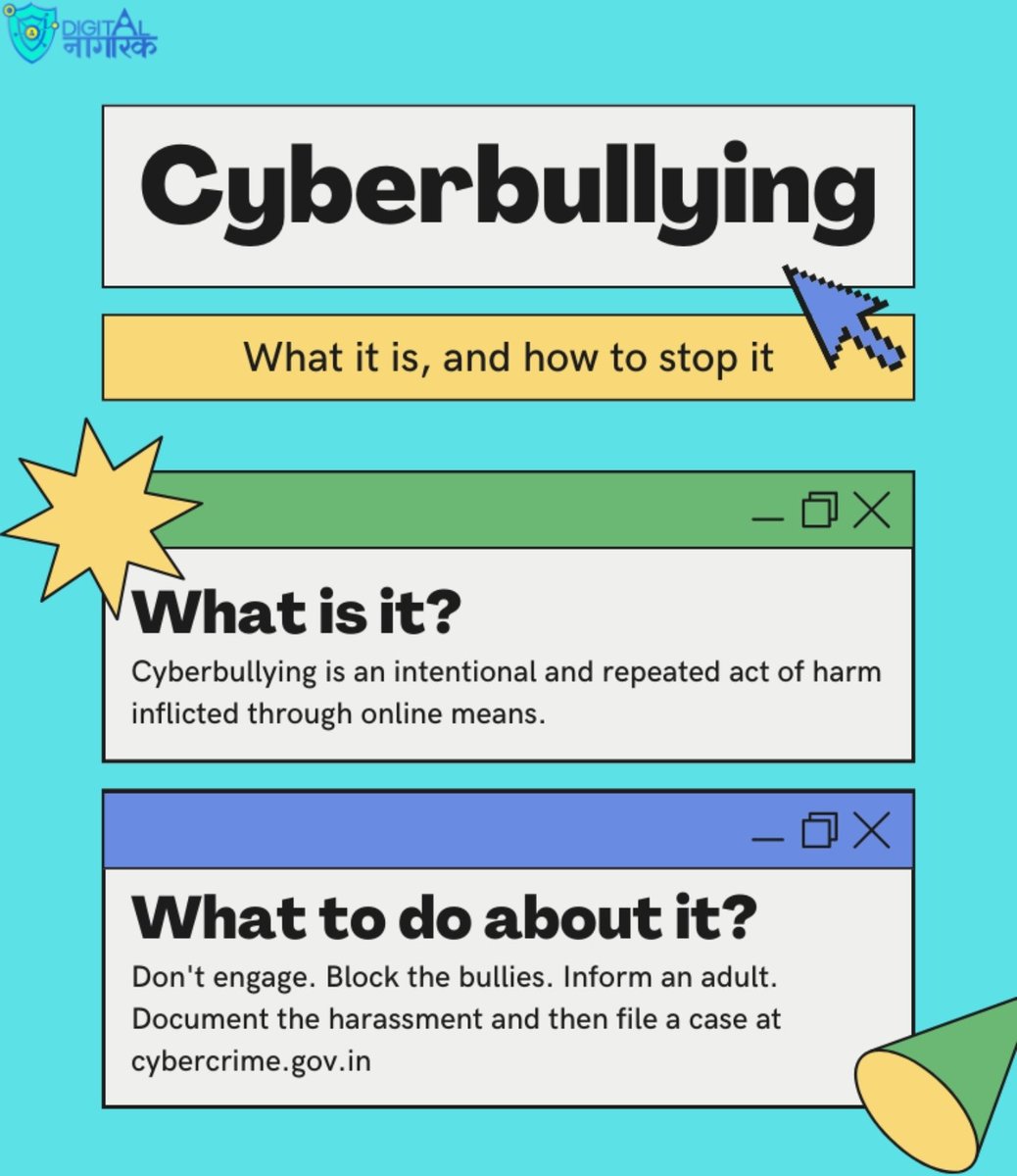 DigitalNagrik's tweet photo. #Cyberbullying is a crime that needs to be stopped. 
Making the cyberspace safer is our collective responsibility. 
Lets pledge to make the online world safer and inclusive.
Take the pledge https://t.co/Blcs2C2XBT 

#CybersecurityAwarenessMonth #DigitalNagrik https://t.co/nWUgxpab4M
