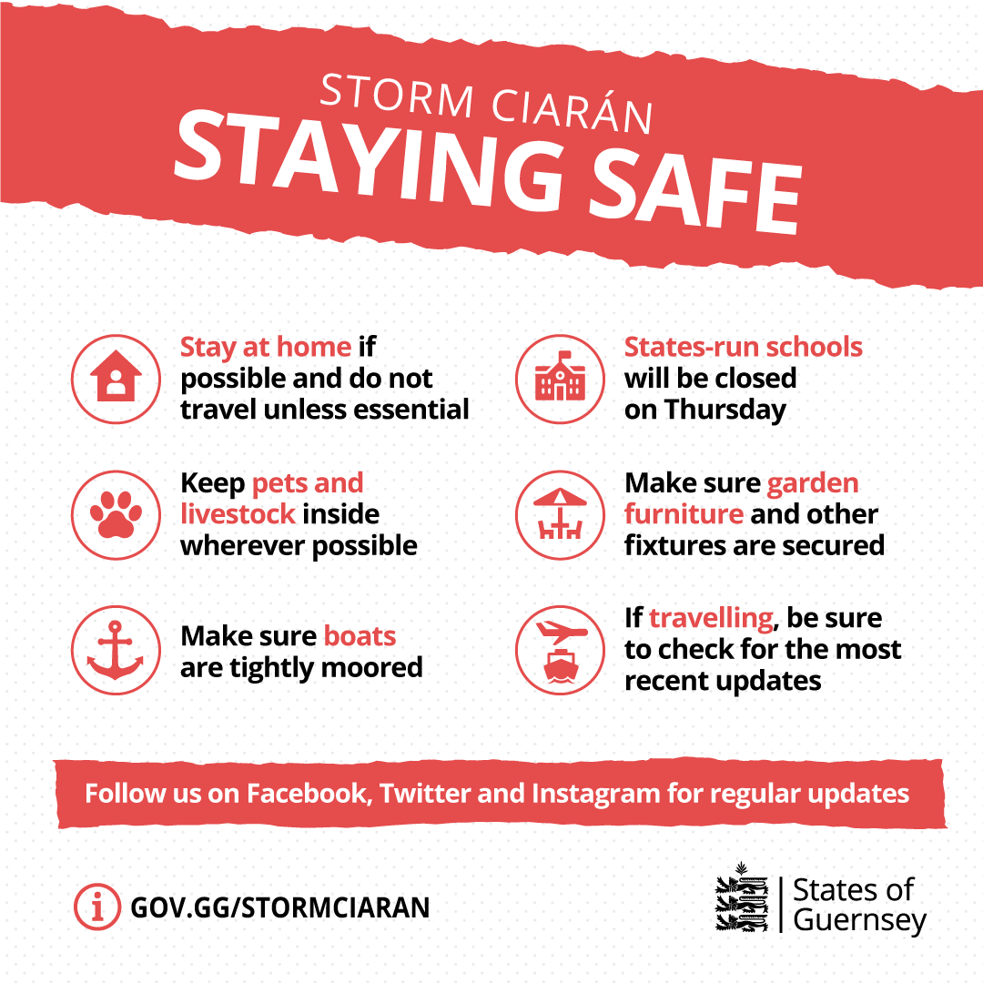 Govgg's tweet photo. As islanders prepare for the arrival of Storm Ciarán later this evening, there are a number of things you can do to keep you, and those around you, safe.

For the most up to date info, please visit https://t.co/cgujyVDe4X. The webpage will be kept up to date over the coming days. https://t.co/LV3iCH9mTR