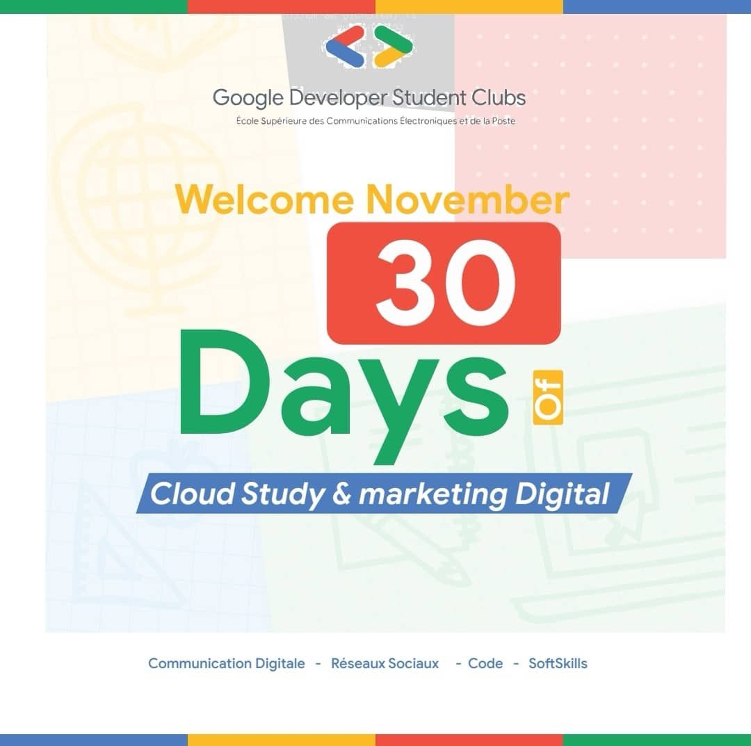 Hello November🎉

En ce mois de Novembre, le GDSC ESCEP a préparé une série d'événements passionnants pour vous
Alors, êtes-vous prêts à explorer apprendre et profiter de ce mois de Novembre avec le GDSC ESCEP ?🤩

 #GDSCNovember #TechExploration
#developerStudentClubs
#gdscescep