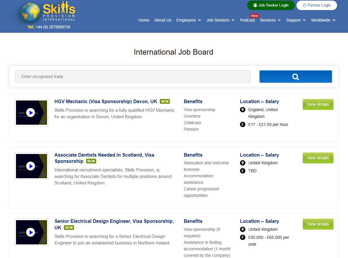 taadelodun's tweet image. Go to skills-provision.com, Type &quot;visa sponsorship&quot; in search bar &amp;amp; country.A list of jobs will come through. 

Most will have sponsorship,some won&apos;t. Reading through them will give you very good insights into what employers are looking for.They a good amount of artisan roles
