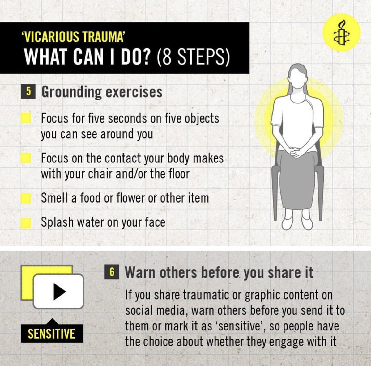 AtiyahAli3's tweet photo. Helpful #mentalhealth advice from @amnesty  2/2

If you need further support please access #iapt services. Further information can be found on @BABCP 

#SelfCareMatters #PeaceNotWar https://t.co/UwoIrfQHeS