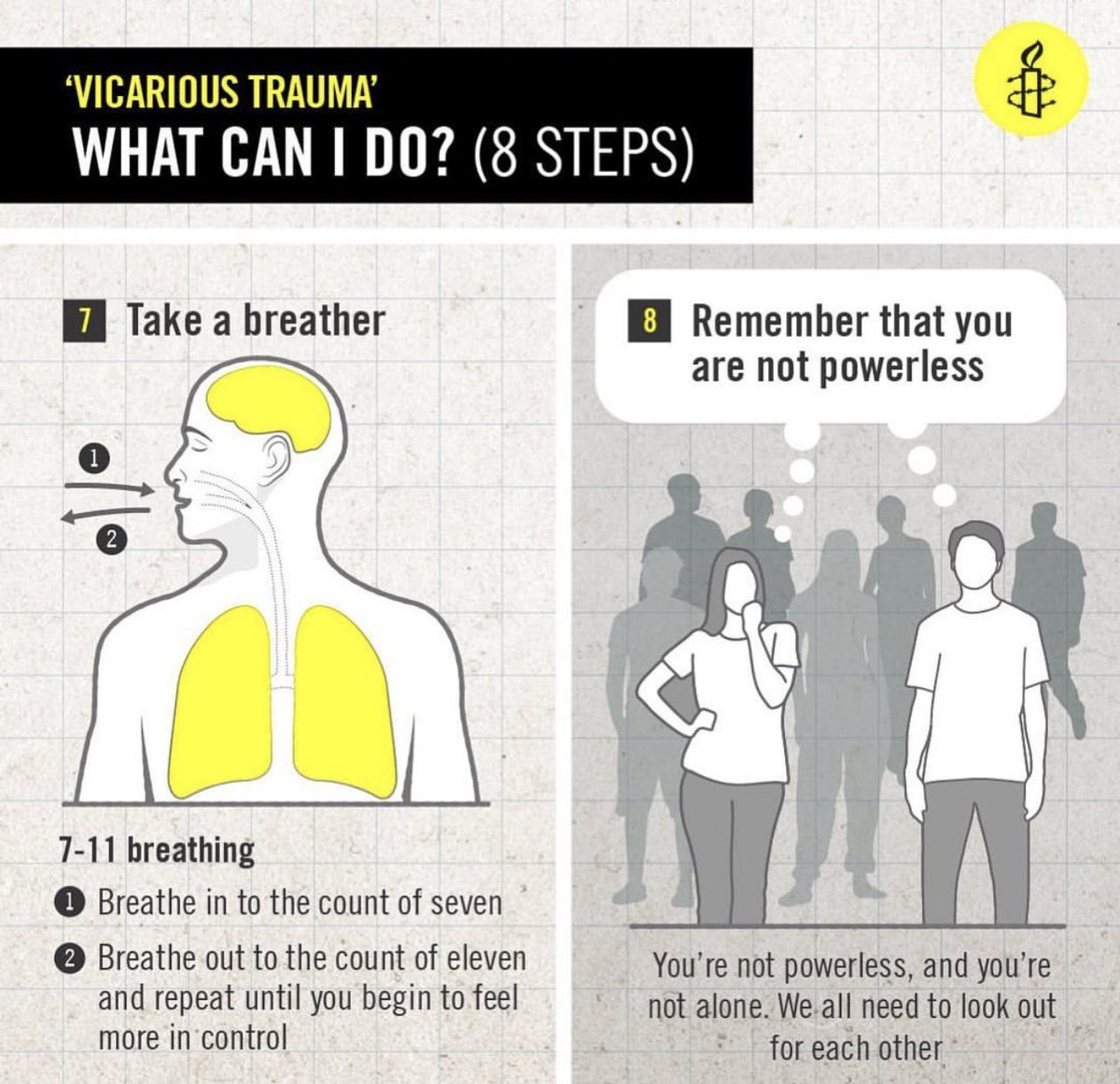 Helpful #mentalhealth advice from <a href="/amnesty/">Amnesty International</a>  2/2

If you need further support please access #iapt services. Further information can be found on <a href="/BABCP/">BABCP</a> 

#SelfCareMatters #PeaceNotWar