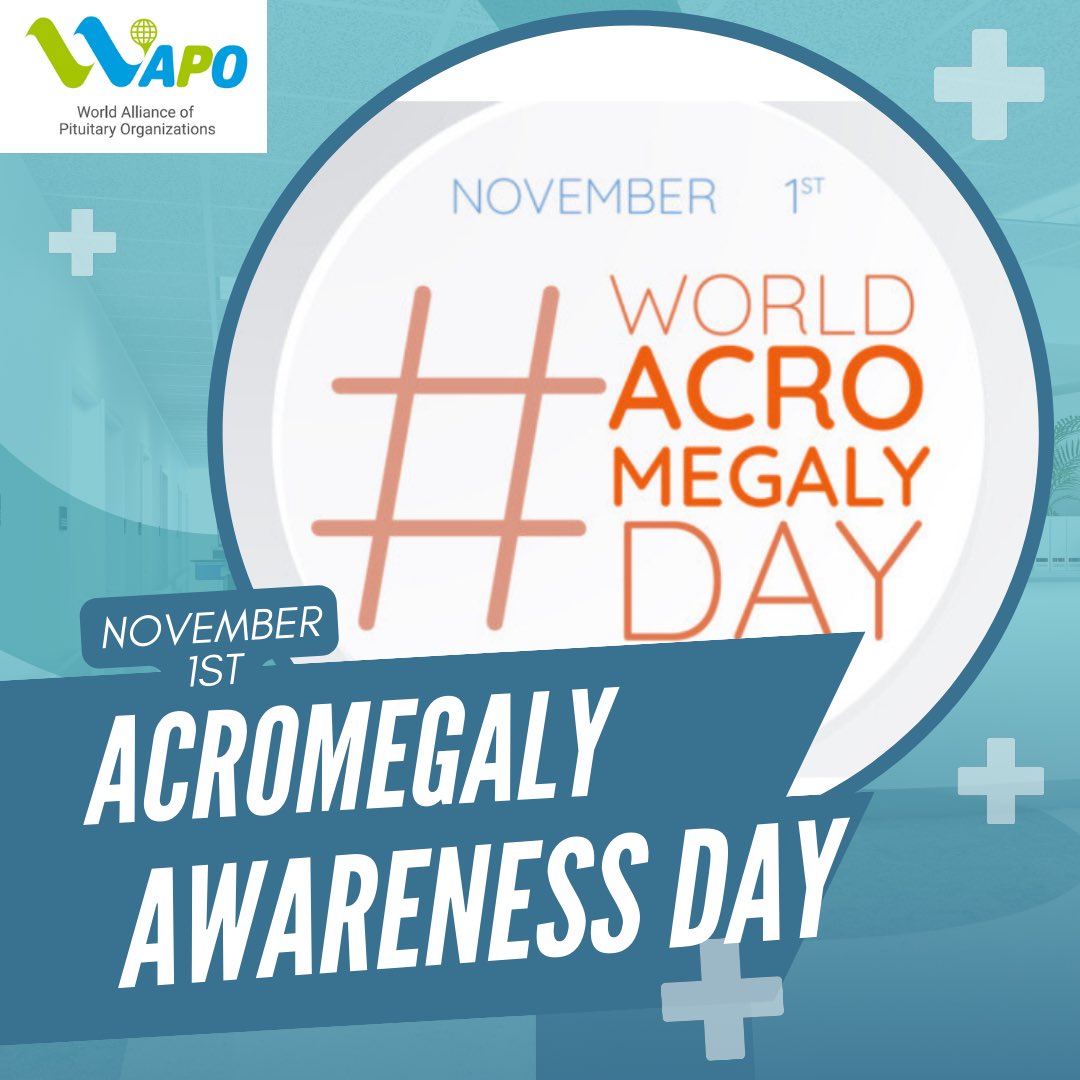 November 1st is Acromegaly awareness day, a day to raise awareness for this rare condition affecting the Pituitary Gland. 

Acromegaly is caused by excessive secretion of growth hormone which is due to a tumour on the Pituitary gland. 

#acromegaly 
#pituitaryawarenessmonth