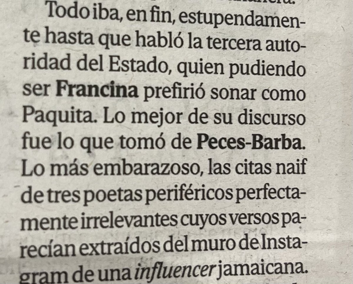 enric_sol's tweet photo. En la crònica de @JorgeBustos1 hui a @elmundoes demostra incultura atrevint-se a qualificar d’irrelevant al poeta valencià més important del segle XX: Vicent Andrés Estellés. Ignorants de la nostra Espanya front a l’altura de mires i compromís de @F_Armengol 👇🏼 https://t.co/pQbwE29he8