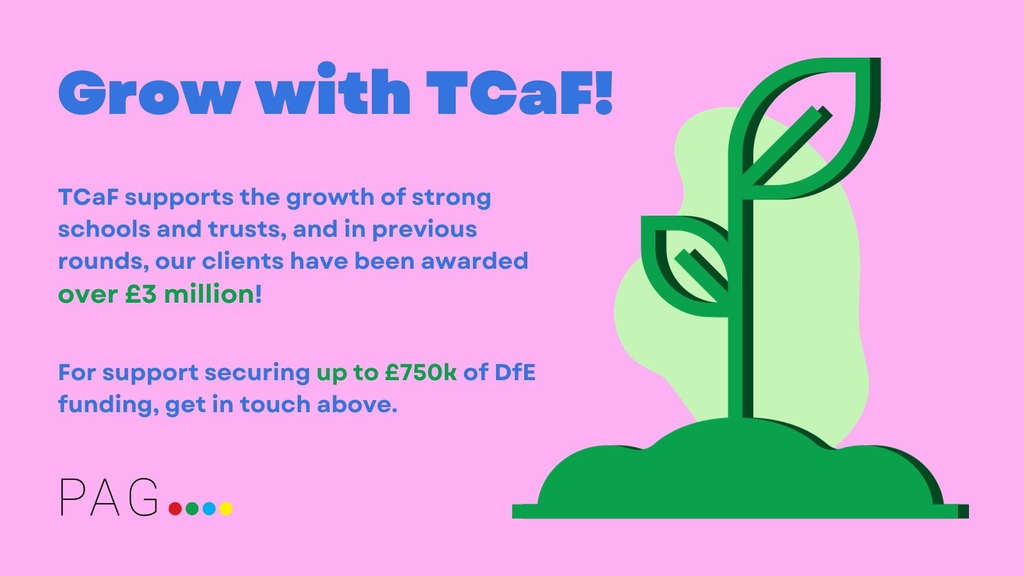 PremAdvisoryGp's tweet photo. Window 3 of #TCaF is now live in which you could secure up to £750k of DfE funding to strengthen &amp; create new trusts!

PAG has secured over £3 million for clients in previous rounds and is here to offer our expertise in the current round

Contact us here - https://t.co/kmcJy6RYUr https://t.co/EcJ06ohzYY