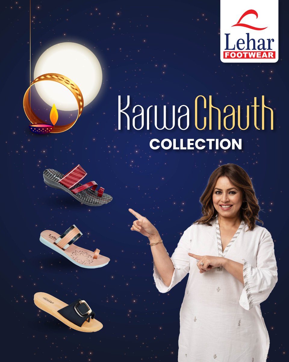 LeharFootwears's tweet image. Step into the moonlight with Lehar, Celebrate Karwa Chauth in style with our trendy collection.

#LeharFootwear #StepInLove #Lehar #ChaltiChaleLehar #Comfort #KarwaChauth #KarwaChauthCollection