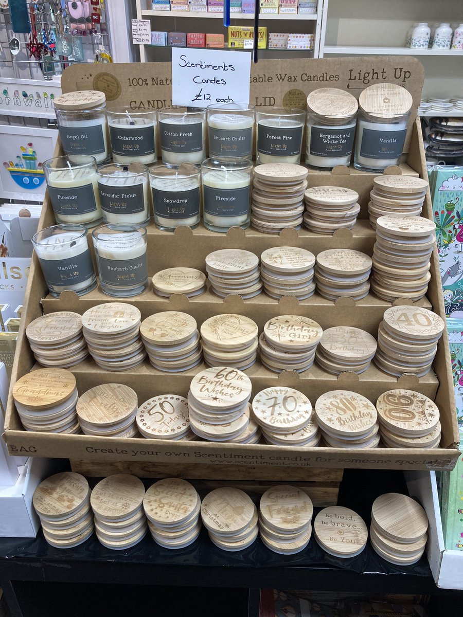 Excellent display of candles with a great choice of lids from @scentimentgifts available at Flowertime @Hayle @CyrilService <a href="/Justacard1/">JUST A CARD</a> <a href="/greetingstoday/">Greetings Today Mag</a> <a href="/Prog_Greetings/">PGBuzz.net / Progressive Greetings</a>