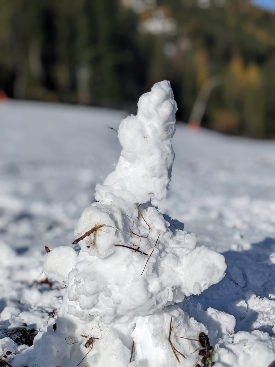 First snow and my 4 years old first "snowman" he called it #starship. Perhaps I should reduce playing #ksp and watching #Rockets start?