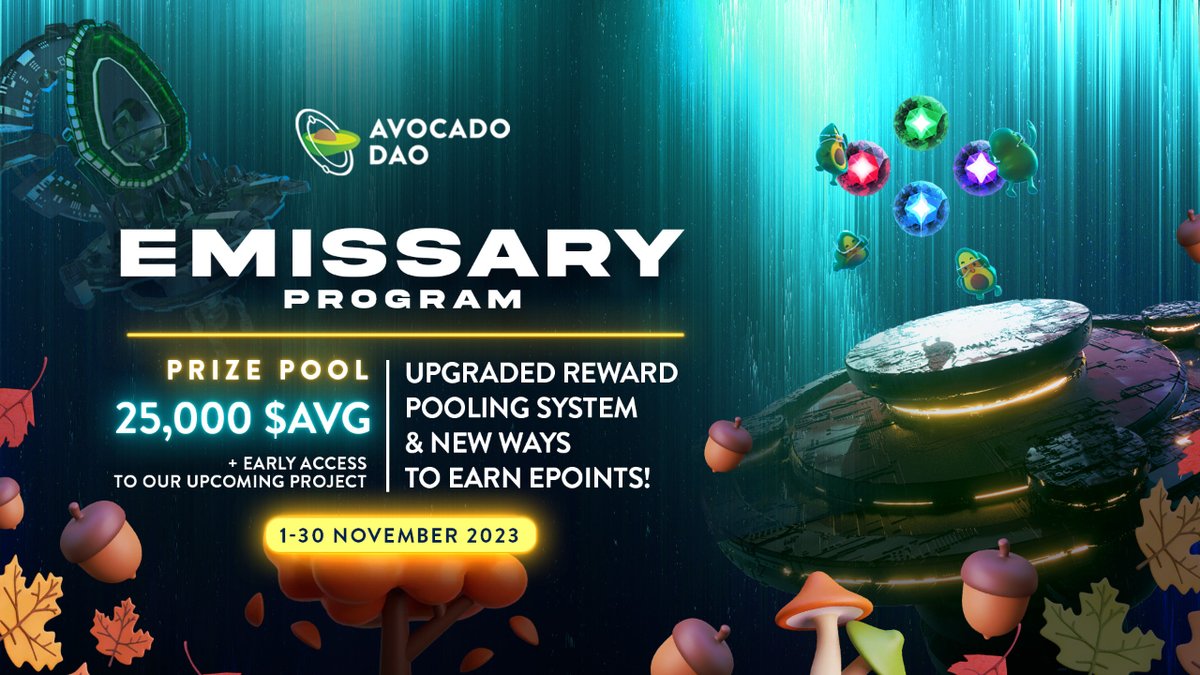 Avocadoguild's tweet photo. November #𝗘𝗺𝗶��𝘀𝗮𝗿𝘆𝗣𝗿𝗼𝗴𝗿𝗮𝗺 Begins!

Reward Pool💰
𝟮𝟱,𝟬𝟬𝟬 $𝗔𝗩𝗚 𝗺𝗼𝗻𝘁𝗵𝗹𝘆 + 𝟭𝟬𝟬𝟬 𝗦𝗘𝗘𝗗𝘀 

❇️Support AvocadoDAO
❇️Unite to achieve incredible milestones
❇️Earning points to unlock rewards 𝗮𝘀 𝗮 𝗧𝗘𝗔𝗠

Register⏬
https://t.co/LdwprqjnqS https://t.co/dOoFeqP6n4