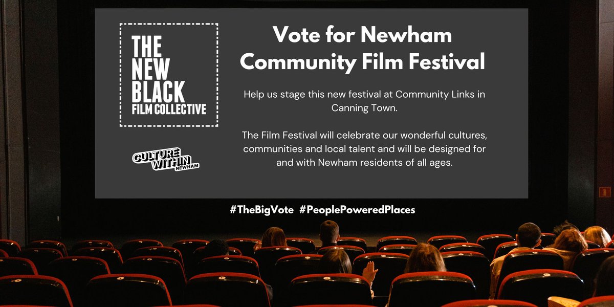 Newham Community Film Festival is one step closer to reality with #PeoplePoweredPlaces! Help us celebrate our vibrant communities & local talent with a film fest held at @Comm_Links & 

Vote now to bring our project to life: buff.ly/470E4up #TheBigVote