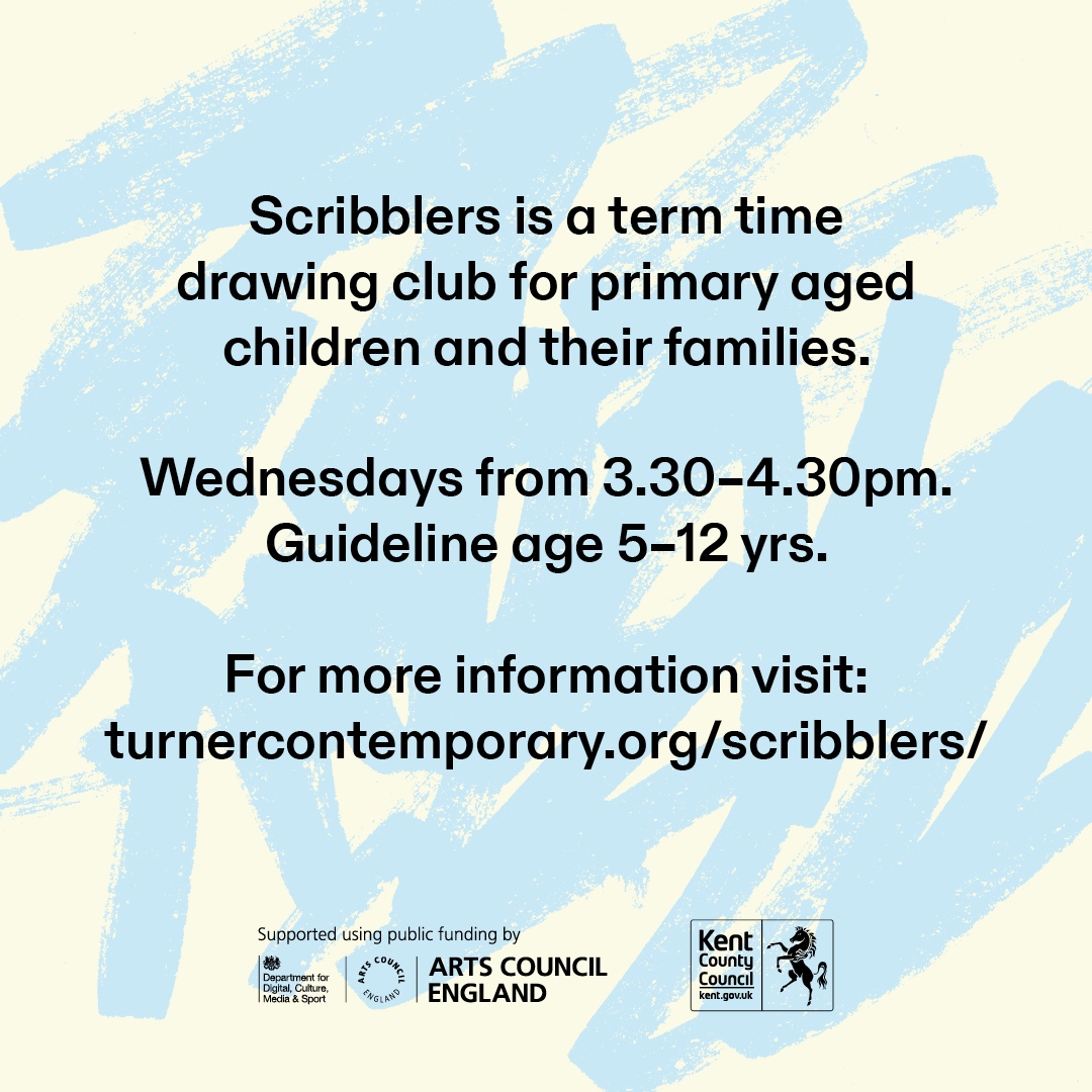 TCMargate's tweet image. ✏️ Our Scribblers after school drawing club starts today! ✏️

📆 Wednesdays, 3:30pm – 4:30pm
Guideline age: 5 – 12 years
Free, drop in to join

For more information, visit: turnercontemporary.org/whats-on/scrib…

#Scribblers #creativeworkshop #TurnerContemporary #InTheOffing #kentevents