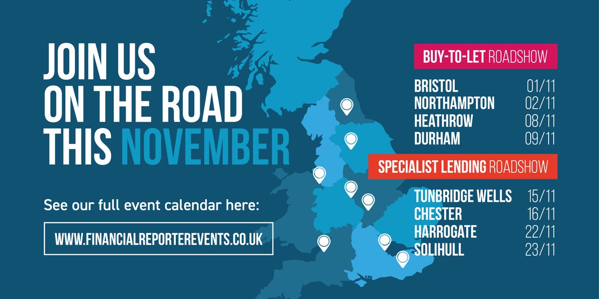 EventsFinancial's tweet image. Here's where we'll be on the road throughout November - join us by registering at financialreporterevents.co.uk 🗺️👆