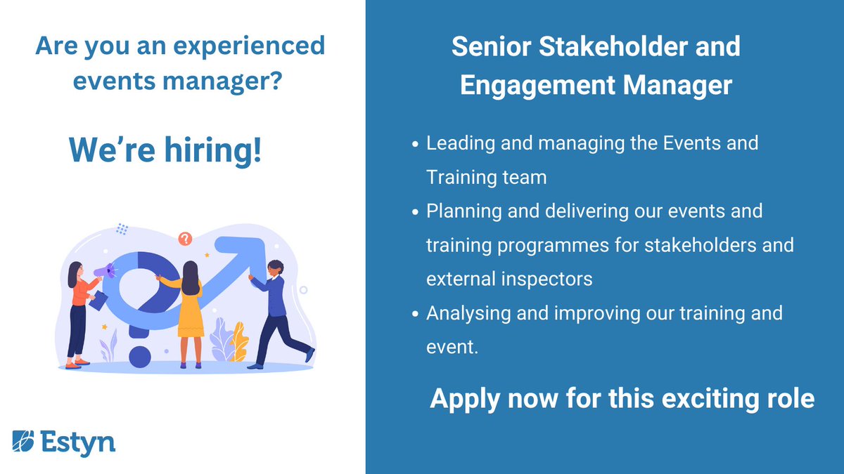 We're hiring a Senior Manager for our events team. 

If you have proven record of delivering professional events tailored to different audiences, we want to hear from you: 

estyn.gov.wales/working-us/cur…

<a href="/CIPR_Cymru/">CIPR Cymru</a> <a href="/CIPR_Global/">Chartered Institute of Public Relations</a> <a href="/WIPRUK/">WIPRUK</a>