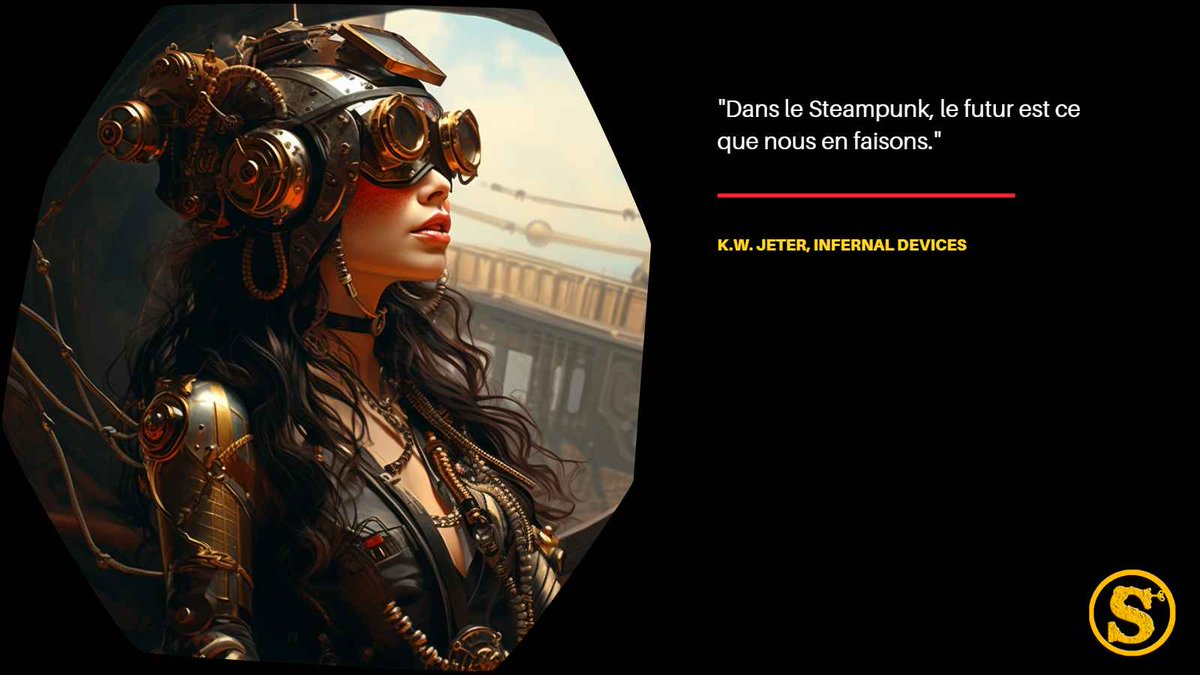 Steampunkstore1's tweet photo. "Dans le Steampunk, le futur est ce que nous en faisons."

K.W. Jeter, Infernal Devices

#Steampunk #SteampunkStyle #SteampunkFashion #SteampunkArt #SteampunkLife #SteampunkDesign https://t.co/XrHjkxbVM0