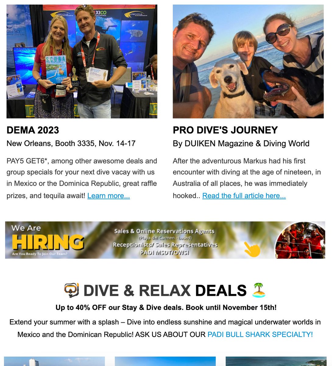 ProDiveInt's tweet image. 💕 𝟮𝟬 𝗬𝗲𝗮𝗿𝘀, 𝗣𝗿𝗼 𝗗𝗶𝘃𝗲'𝘀 𝗝𝗼𝘂𝗿𝗻𝗲𝘆, 𝗗𝗘𝗠𝗔, 𝗗𝗲𝗮𝗹𝘀 &amp;amp; 𝗺𝗼𝗿𝗲! Dive into our AUTUMN NEWS! Missed it? Subscribe now and stay in the loop! prodiveinternational.com/newsletter-sig…

@PADI #scubadiving #Mexico #dominicanrepublic