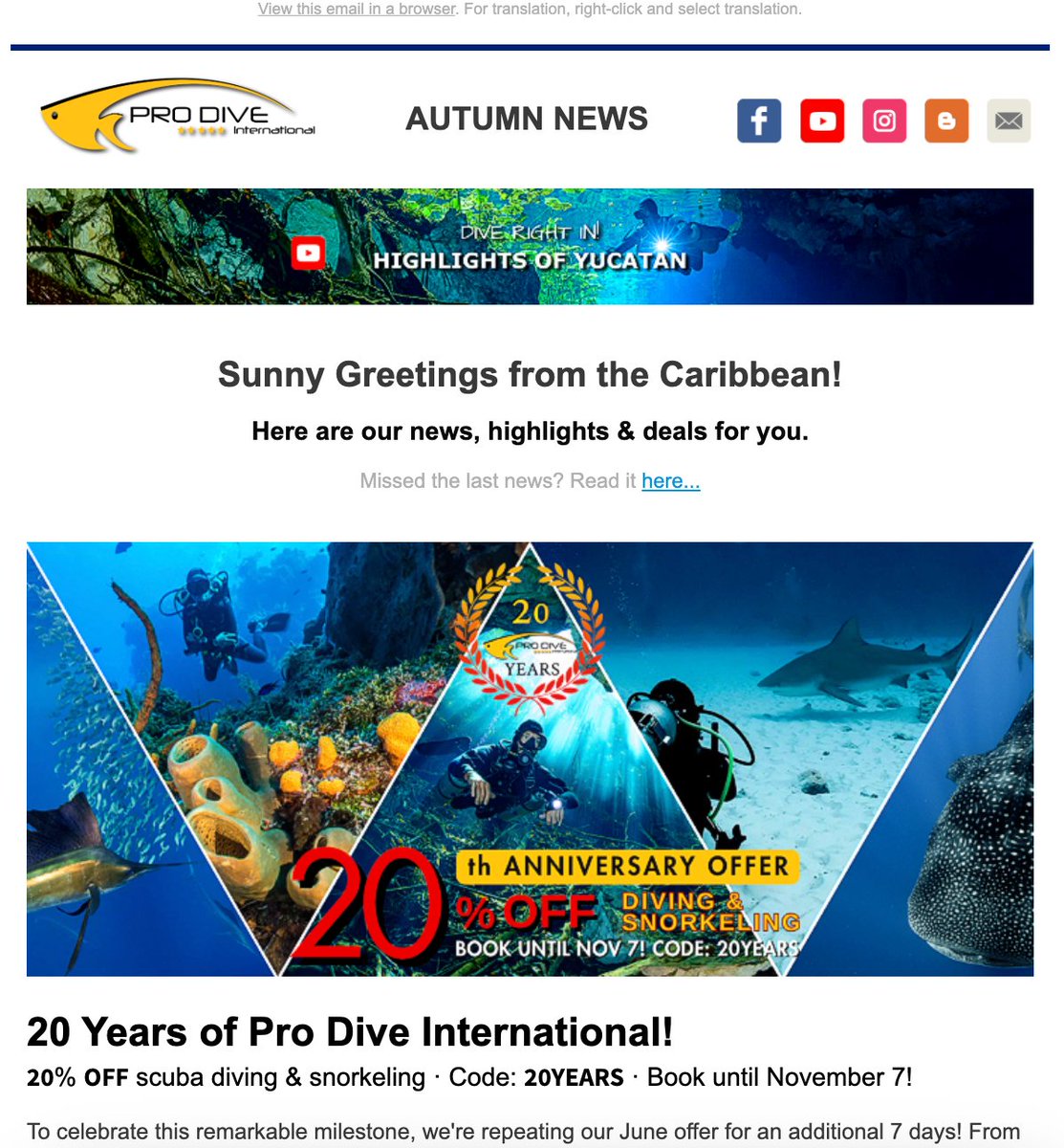 ProDiveInt's tweet image. 💕 𝟮𝟬 𝗬𝗲𝗮𝗿𝘀, 𝗣𝗿𝗼 𝗗𝗶𝘃𝗲'𝘀 𝗝𝗼𝘂𝗿𝗻𝗲𝘆, 𝗗𝗘𝗠𝗔, 𝗗𝗲𝗮𝗹𝘀 &amp;amp; 𝗺𝗼𝗿𝗲! Dive into our AUTUMN NEWS! Missed it? Subscribe now and stay in the loop! prodiveinternational.com/newsletter-sig…

@PADI #scubadiving #Mexico #dominicanrepublic