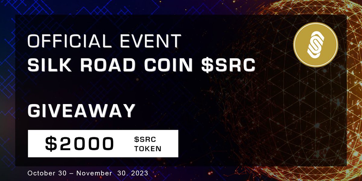 SRCEcosystem's tweet photo. Get ready for a chance to win $2,000 in Silk Road Coin ($SRC)! 🚀🎉

We're giving away $2,000 to some lucky winners. 1000 lucky winners will receive 5 $SRC tokens each 🥳

Simply complete the tasks here to be eligible! 🤑  @Giveaway_HQ https://t.co/NEeJY1368O https://t.co/AFv7MCQc20