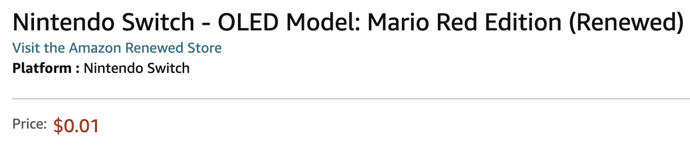  Nintendo Switch - OLED Model: Mario Red Edition (Renewed)