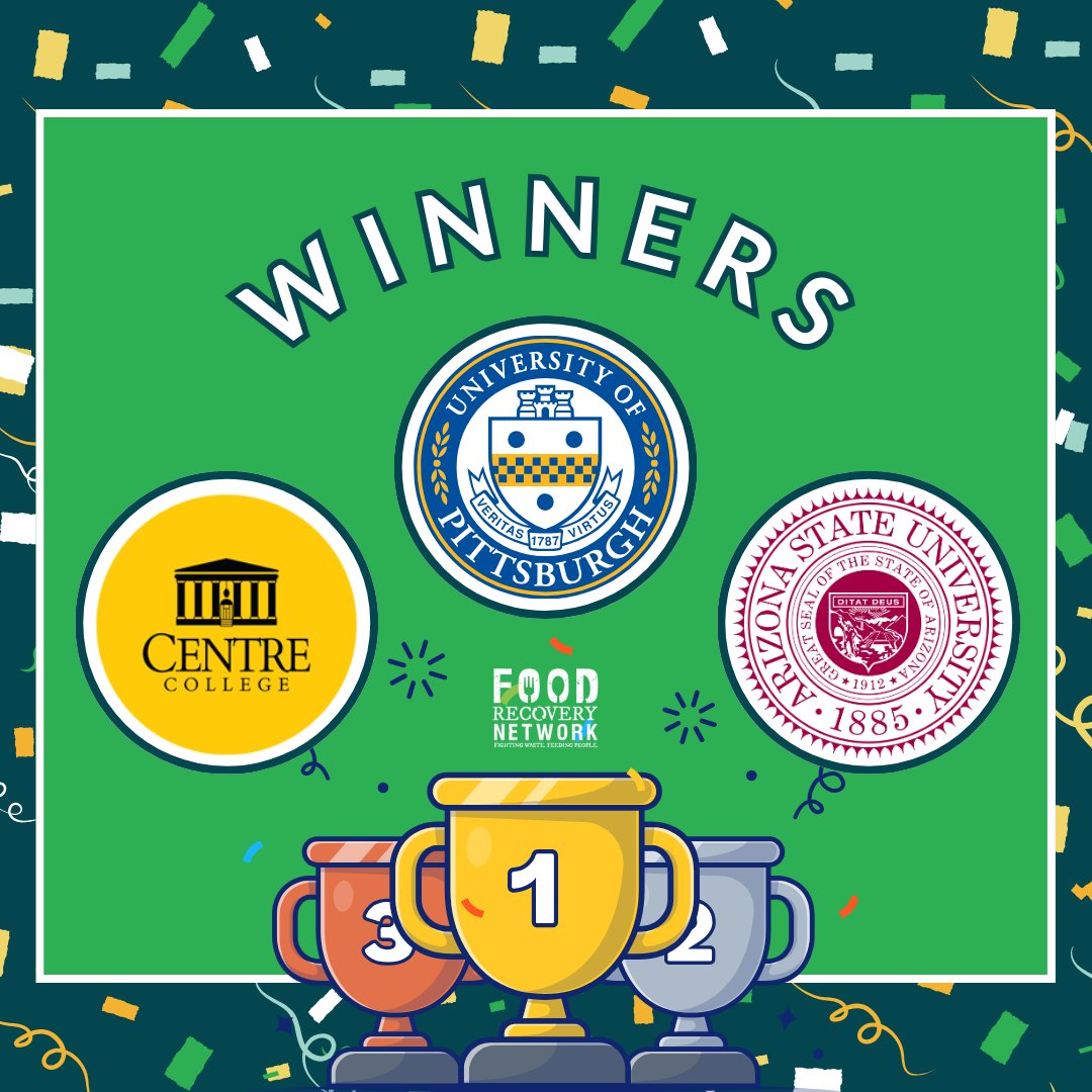 🤺 Drumroll please... Our giveaway winners are our FRNds at University of Pittsburgh, Arizona State University, and Centre College!🏆 . Thank you to all of our chapters who entered! . #foodrecovery #foodrecoverynetwork #frn #foodwaste