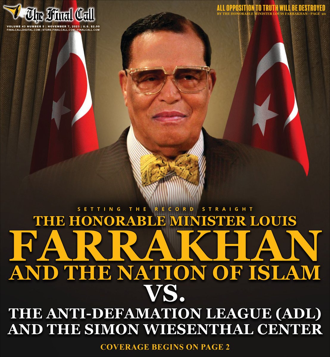 Our desire, now, is to state our case before the courts and before the world. We are not what they have said we are and we intend to prove such. new.finalcall.com/2023/10/31/the… #NOIvsADL #Farrakhan
