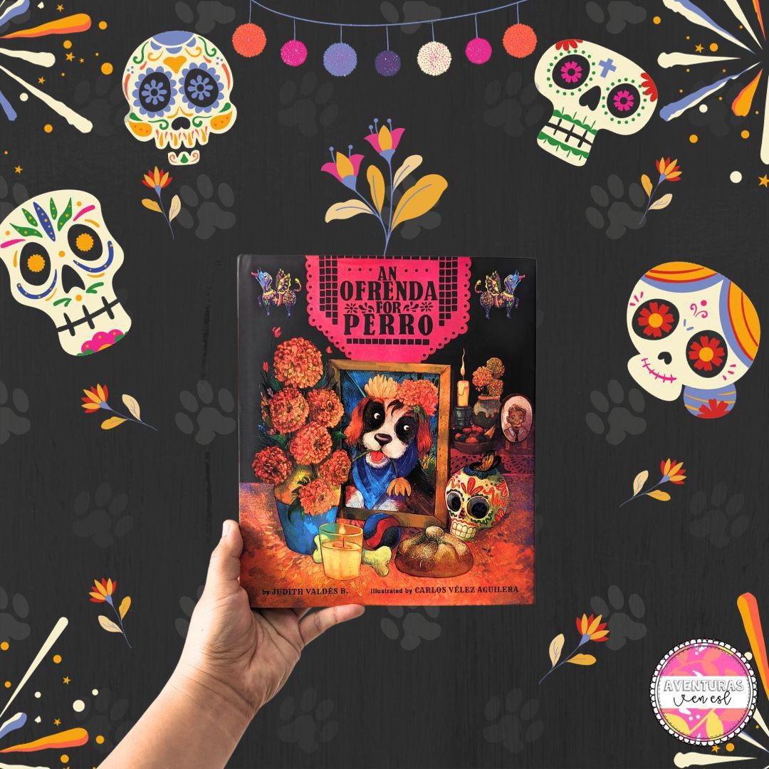 Today we celebrate Dia De Los Muertos, or Day of the Dead. Teach little ones more about this celebration of both life and death with #AnOfrendaforPerro by @JudithValdesB and illustrated by #CarlosVélezAguilera, on sale where books are sold.

#BeeAReader🐝

📸: @aventuras.en.esl