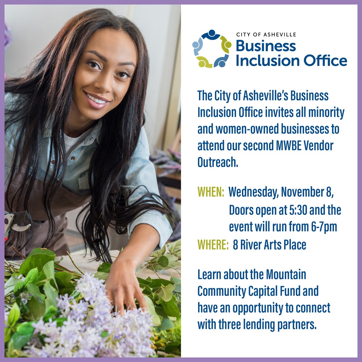 If you or someone you know owns a small business and are interested in learning how to get a business loan without the need of collateral, join us for our second MWBE Vendor event next Wednesday! We'll be at 8 River Arts Place from 5:30-7:00 pm.