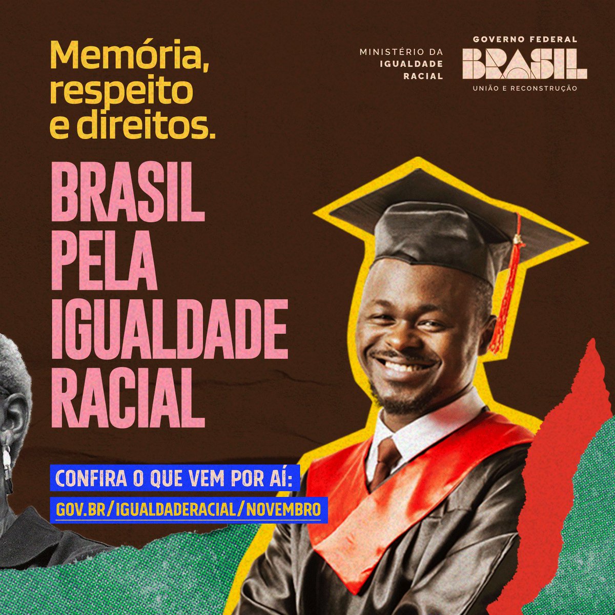 #IgualdadeRacial | O mês da Consciência Negra é um tempo de celebração da história e resistência negra no Brasil.  Um Brasil que enfrenta o racismo é um  país mais desenvolvido e justo. Saiba mais em gov.br/igualdaderacia…