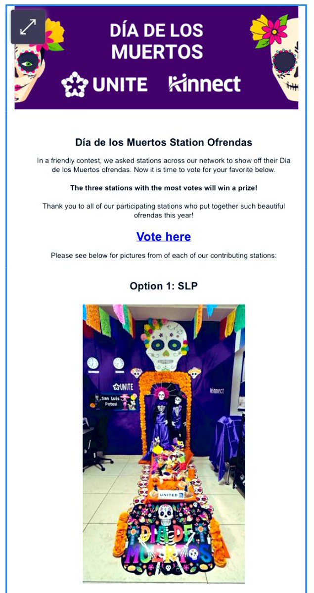 If you are a united employee vote for our Altar de Muertos forms.office.com/Pages/Response…