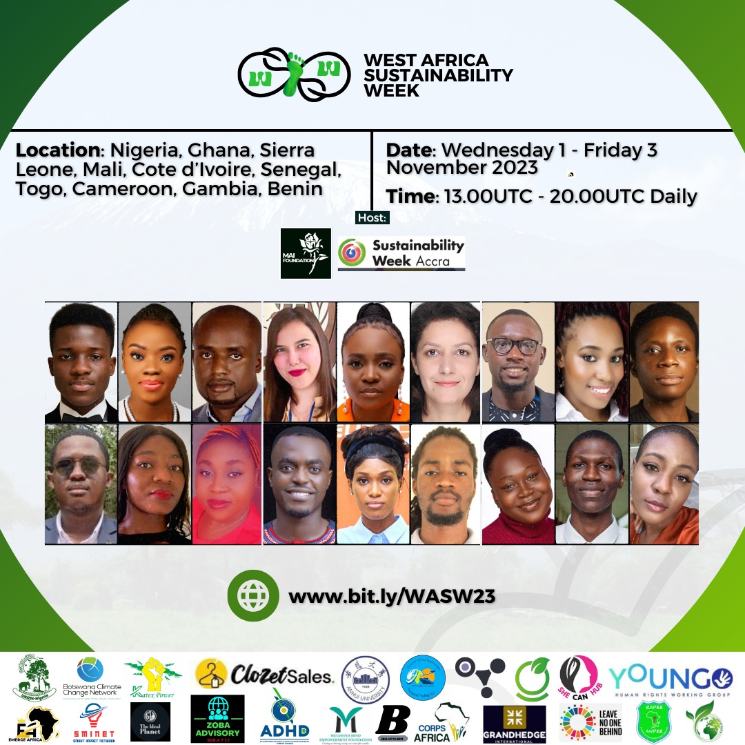 Today, I will be serving as a moderator for a session at the West Africa Sustainability Week, where global leaders will be unlocking the youth potentials for a sustainable future!

I am honored to serve as a representative of @GECC_Initiative in this forum.
#gecci
@MAIFoundation