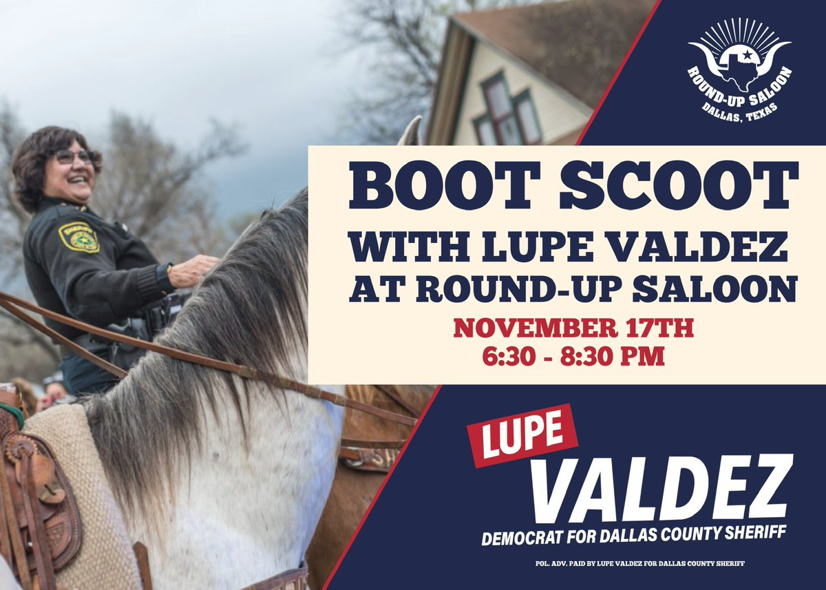 Bust out those boots and dust off those moves and come to Round-Up Saloon with Lupe 🤠🏳️‍🌈 #DallasTX 🗓️ November 17th 6:30 - 8:30 pm! secure.actblue.com/donate/round-u…