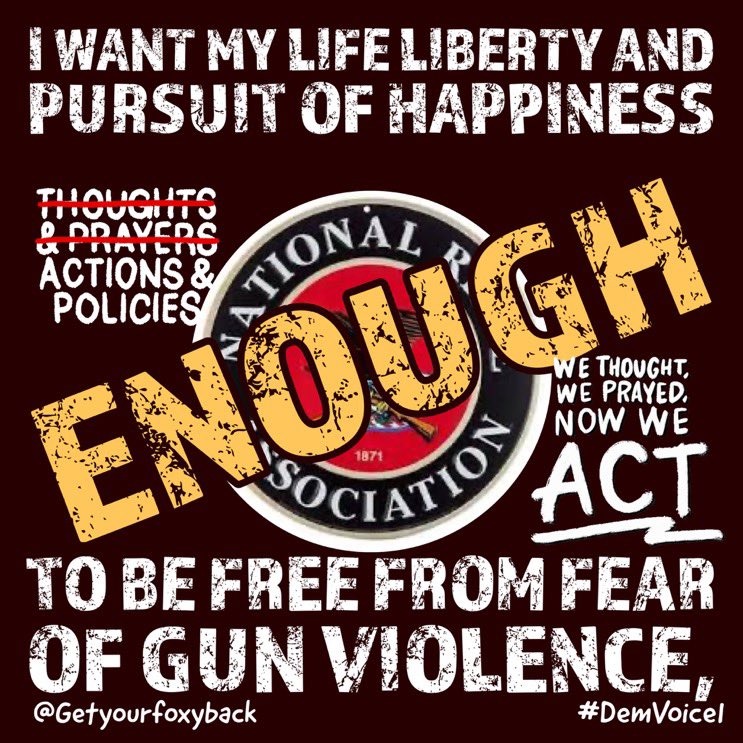 #DemVoice1 #FreshResists 
There were 13 mass shootings in the United States last weekend. The shootings left at least 12 people dead and 79 people injured.  

This does not include the the mass shooting in Lewiston, Maine, killing 18 people and injuring another 13.

Enough with