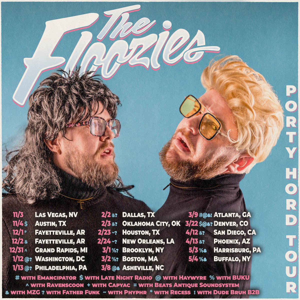 Music. Lights. Shows. Porty Hord. Pre-Sale Tix available now: flooziesduo.com/tourPWD: PORTYHORD