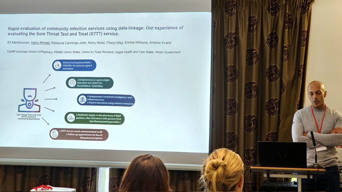 Can we use routine data to evaluate infections services in community settings? Case study of a community pharmacy service in Wales. Great talk from @harryahmed01 of work led by @efi_mantz @PharmacyCU in collaboration with @BecaCJ @kerryhood @AndrewEvansCPhO @Cheryl08756761