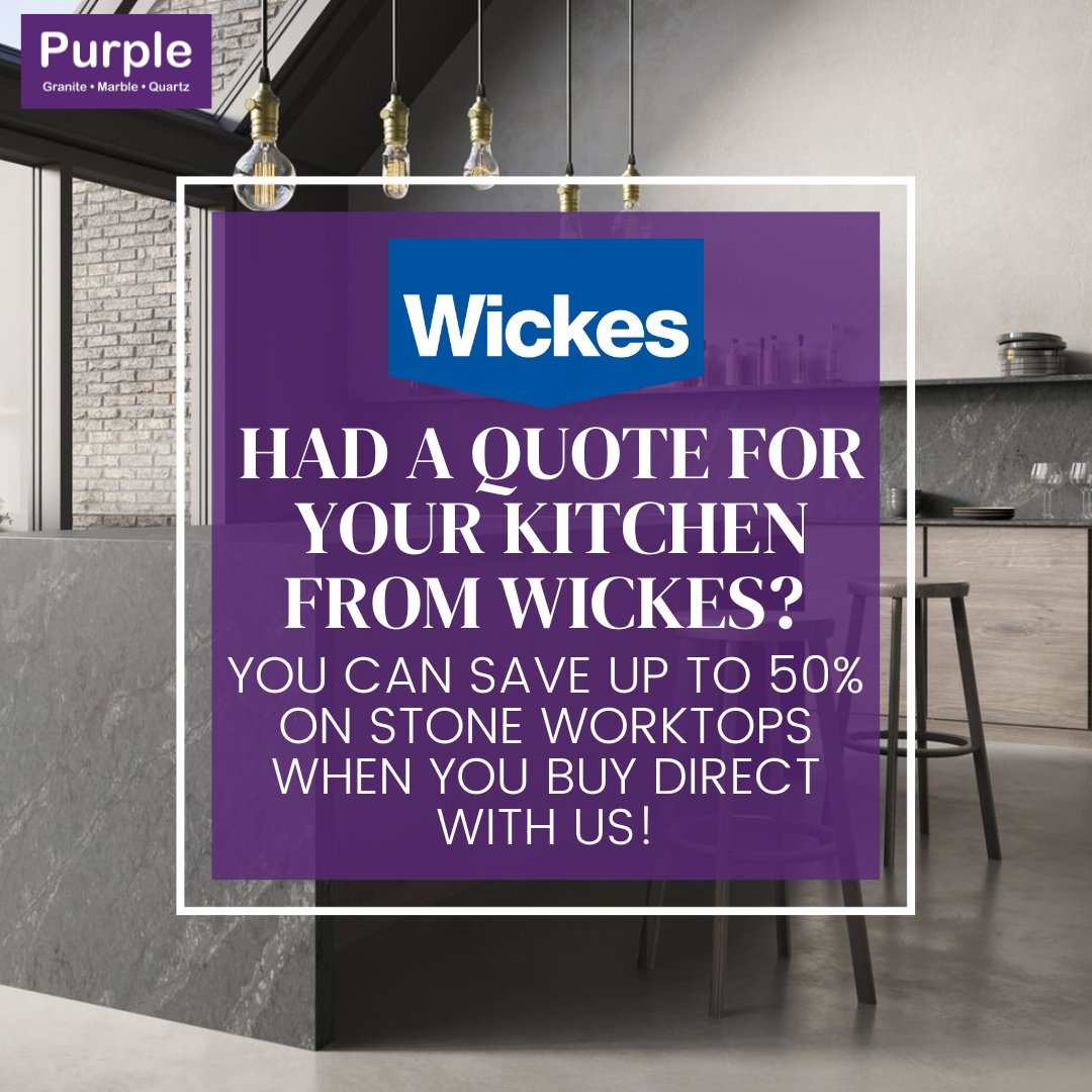 Received a quote for your kitchen from Wickes? If so, take advantage of our savings and you could save up to 50% on stone worktops by purchasing directly from us

#kitchendesign #kitchengoals #kitchendesigner #quartzworktops #kitchenworktops #kitchenreno #wickeskitchen #wickes