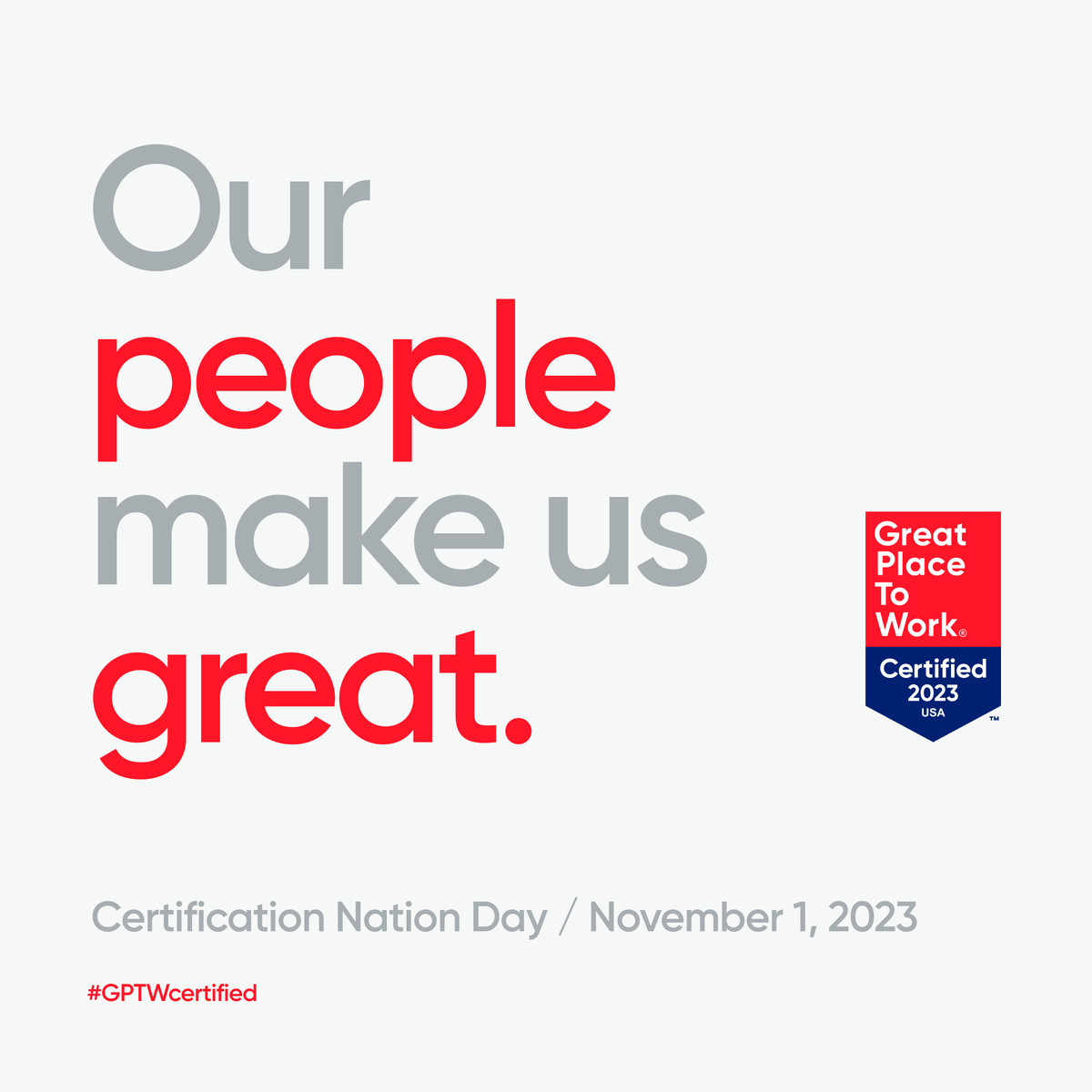 FollowStevens's tweet photo. We’re a Great Place to Work® Certified™ company! Our team is what
makes us great.
#GPTWCerified #CertifiedPride #CertificationNationDay
@GPTW_US https://t.co/8XVqyRwJXB