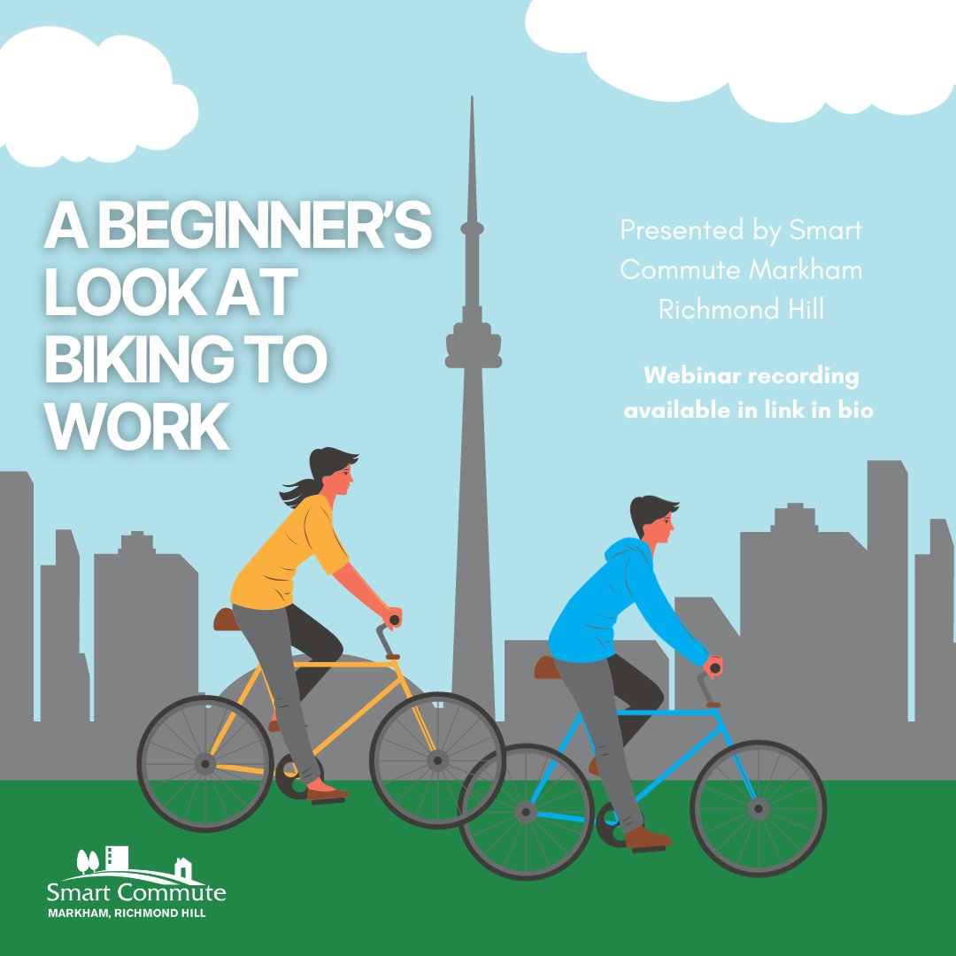 Rethink your commute and learn how you can make your trip to work more sustainable in this webinar presented by Smart Commute Markham Richmond Hill for Smart Commute Month, link in bio #yorkregion #markham #richmondhill #smartcommute #biking