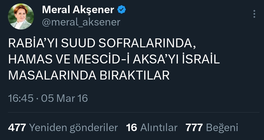 Bugün Hamas'a terörist deyip Erdoğan'a demedigini bırakmayan Meral Akşener'in 7 sene önce yarım akıllı suflörü kimdi acaba? İyi ki arşiv var..