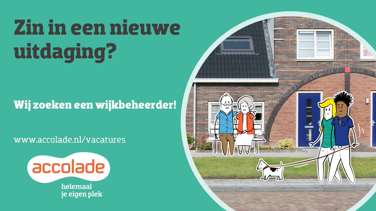 AccoladeNL's tweet photo. Als wijkbeheerder ga je de wijk in. 🏘 Samen met bewoners en netwerkpartners zorg je ervoor dat onze wijken en buurten schoon, heel en veilig blijven. Kom je bij ons werken? Je bent van harte welkom! https://t.co/hi6YyRg5YN #wijkbeheerder #vacatures #woningcorporatie https://t.co/ksxY9P5tBP