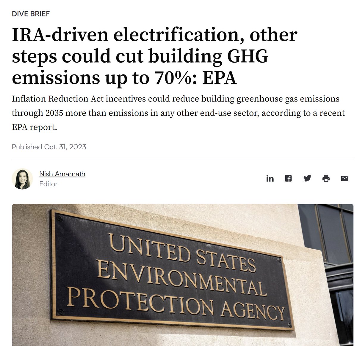 RMIBuildings's tweet photo. IRA incentives for building electrification, efficiency measures, and solar and storage installation could help cut US building emissions as much as 70% by 2035, per a new @EPA analysis. via @UtilityDive, @nishamarnath 
👉 https://t.co/46VauFJvJL #InflationReductionAct https://t.co/0TyAAXvbmM